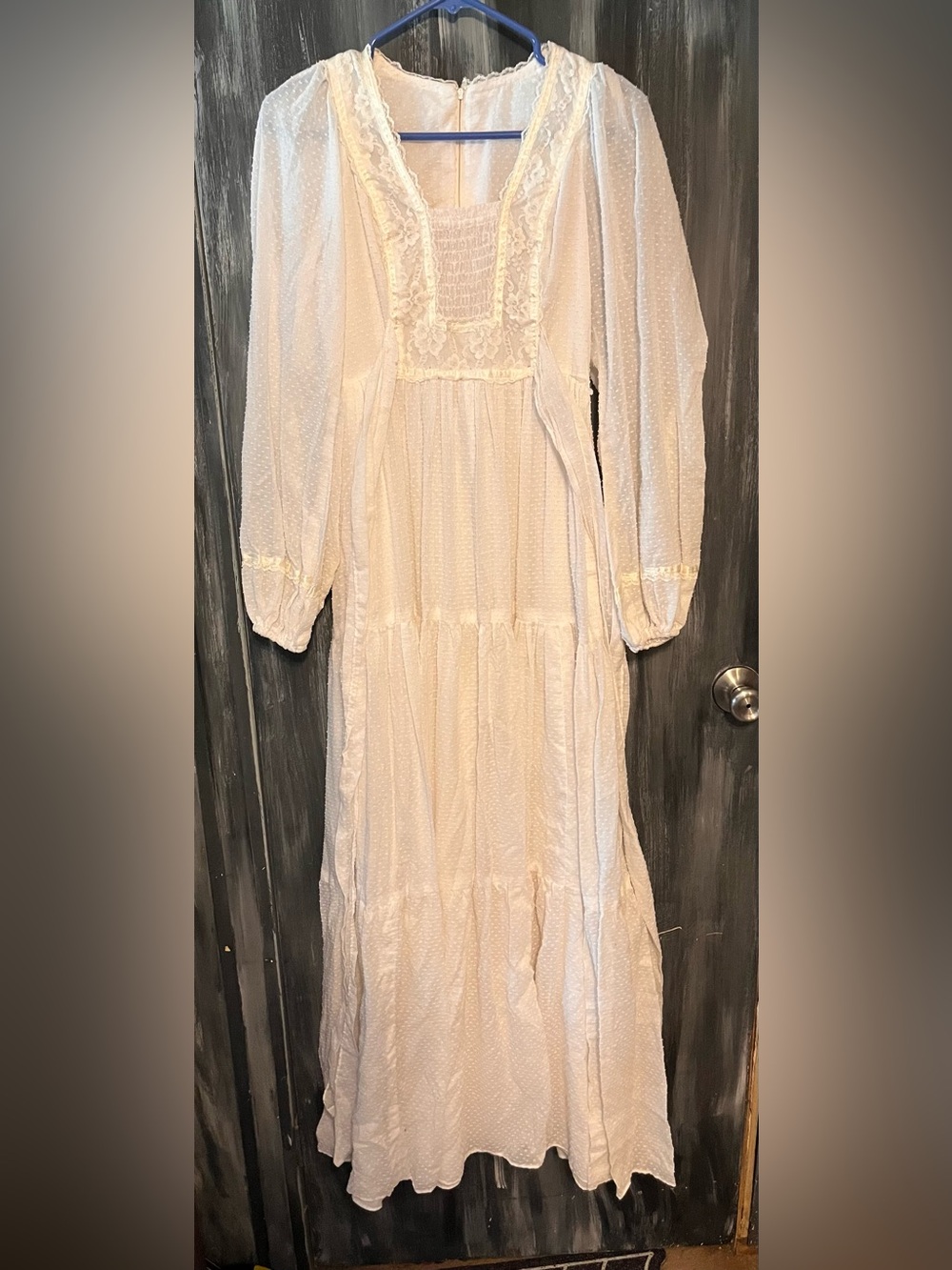 Vintage 70s Jody T of California White Prairie Dress size 11